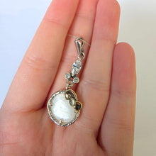 Load image into Gallery viewer, White Mother of Pearl MOP Zircons Pendant 9k Yellow Gold Sterling Silver Hadar Designers () Last