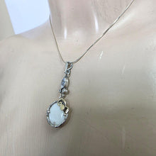 Load image into Gallery viewer, White Mother of Pearl MOP Zircons Pendant 9k Yellow Gold Sterling Silver Hadar Designers () Last