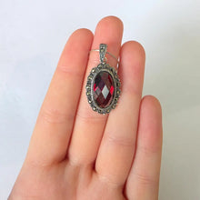 Load image into Gallery viewer, Garnet Zircon Pendant Oval 925 sterling silver Handmade Art Hadar designers () Last