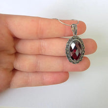 Load image into Gallery viewer, Garnet Zircon Pendant Oval 925 sterling silver Handmade Art Hadar designers () Last