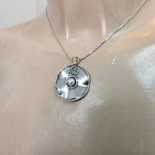 Load image into Gallery viewer, White pearl pendant 9k yellow gold sterling silver Handmade Hadar Designers () Last