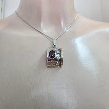 Load image into Gallery viewer, Artistic Red Garnet Pendant zircon 9k Yellow Gold Sterling Silver Hadar Designers (ms) Last