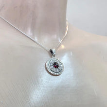 Load image into Gallery viewer, Red Garnet Pendant Zircon 925 Sterling Silver Hadar Designers (ms) Last