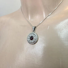 Load image into Gallery viewer, Red Garnet Pendant Zircon 925 Sterling Silver Hadar Designers (ms) Last