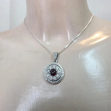 Load image into Gallery viewer, Red Garnet Pendant Zircon 925 Sterling Silver Hadar Designers (ms) Last