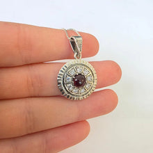 Load image into Gallery viewer, Red Garnet Pendant Zircon 925 Sterling Silver Hadar Designers (ms) Last