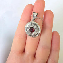 Load image into Gallery viewer, Red Garnet Pendant Zircon 925 Sterling Silver Hadar Designers (ms) Last