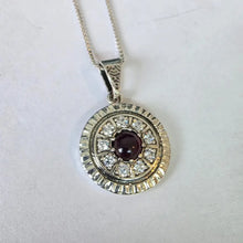 Load image into Gallery viewer, Red Garnet Pendant Zircon 925 Sterling Silver Hadar Designers (ms) Last