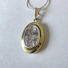 Load image into Gallery viewer, Modern Oval Zircon Pendant 9k Yellow Gold 925 Silver Handmade Hadar Designers()L