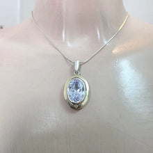 Load image into Gallery viewer, Modern Oval Zircon Pendant 9k Yellow Gold 925 Silver Handmade Hadar Designers()L