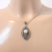 Load image into Gallery viewer, White Pearl Classy Pendant 925 Sterling Silver Handmade Hadar Designers() Last