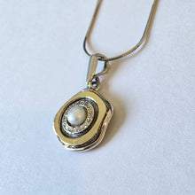Load image into Gallery viewer, White Pearl Zircon Classy Pendant 9k Yellow Gold Sterling Silver Hadar Designers () Last