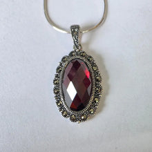 Load image into Gallery viewer, Garnet Zircon Pendant Oval 925 sterling silver Handmade Art Hadar designers () Last