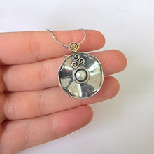 Load image into Gallery viewer, White pearl pendant 9k yellow gold sterling silver Handmade Hadar Designers () Last