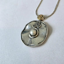 Load image into Gallery viewer, White pearl pendant 9k yellow gold sterling silver Handmade Hadar Designers () Last