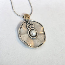 Load image into Gallery viewer, White pearl pendant 9k yellow gold sterling silver Handmade Hadar Designers () Last
