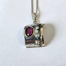 Load image into Gallery viewer, Artistic Red Garnet Pendant zircon 9k Yellow Gold Sterling Silver Hadar Designers (ms) Last