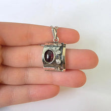 Load image into Gallery viewer, Artistic Red Garnet Pendant zircon 9k Yellow Gold Sterling Silver Hadar Designers (ms) Last