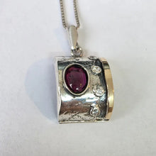 Load image into Gallery viewer, Artistic Red Garnet Pendant zircon 9k Yellow Gold Sterling Silver Hadar Designers (ms) Last