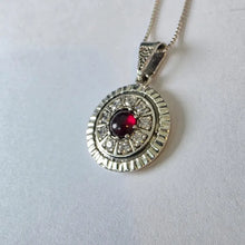 Load image into Gallery viewer, Red Garnet Pendant Zircon 925 Sterling Silver Hadar Designers (ms) Last