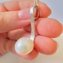 Load image into Gallery viewer, Minimalistic white pearl pendant 925 Sterling Silver handmade Hadar designers () Last