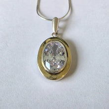 Load image into Gallery viewer, Modern Oval Zircon Pendant 9k Yellow Gold 925 Silver Handmade Hadar Designers()L