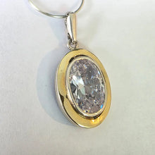 Load image into Gallery viewer, Modern Oval Zircon Pendant 9k Yellow Gold 925 Silver Handmade Hadar Designers()L
