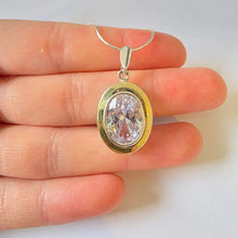 Load image into Gallery viewer, Modern Oval Zircon Pendant 9k Yellow Gold 925 Silver Handmade Hadar Designers()L