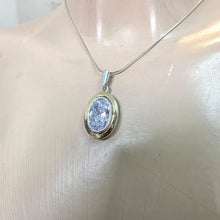 Load image into Gallery viewer, Modern Oval Zircon Pendant 9k Yellow Gold 925 Silver Handmade Hadar Designers()L
