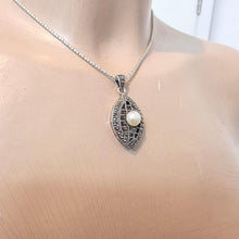 Load image into Gallery viewer, White Pearl Classy Pendant 925 Sterling Silver Handmade Hadar Designers() Last