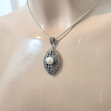 Load image into Gallery viewer, White Pearl Classy Pendant 925 Sterling Silver Handmade Hadar Designers() Last