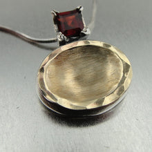 Load image into Gallery viewer, Hadar Designers Modern 9k Brushed yellow Gold 925 Silver Garnet Pendant (ms 1252