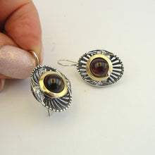 Load image into Gallery viewer, Hadar Designers Red Garnet Earrings 9k Yellow Gold 925 Sterling Silver (ms 1588)