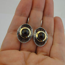 Load image into Gallery viewer, Hadar Designers Red Garnet Earrings 9k Yellow Gold 925 Sterling Silver (ms 1588)