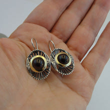 Load image into Gallery viewer, Hadar Designers Red Garnet Earrings 9k Yellow Gold 925 Sterling Silver (ms 1588)
