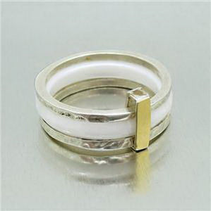 Hadar Designers 9k yellow Gold Sterling Silver Ceramic Ring sz 6,7,8,9,10(I r886