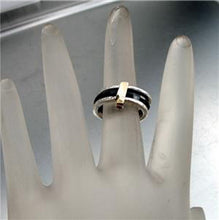 Load image into Gallery viewer, Hadar Designers 9k yellow Gold Sterling Silver Ceramic Ring sz 6,7,8,9,10(I r886