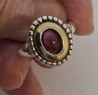 Load image into Gallery viewer, Garnet Ring 9k Yellow Gold 925 Silver sz 9 Handmade Hadar Designers () Last