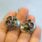 Boho Fun Tourmaline & Citrine Earrings – 925 Sterling Silver – Hadar Designers