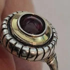 Load image into Gallery viewer, Garnet Ring 9k Yellow Gold 925 Silver sz 9 Handmade Hadar Designers () Last