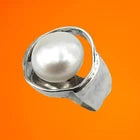 Load image into Gallery viewer, Floating Pearl Ring sz 8,8.5,9 Sterling Silver Handmade Hadar Designers () 8LAST