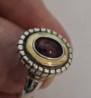 Load image into Gallery viewer, Garnet Ring 9k Yellow Gold 925 Silver sz 9 Handmade Hadar Designers () Last
