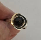 Load image into Gallery viewer, Garnet Ring 9k Yellow Gold 925 Silver sz 7.5, 8 Handmade Hadar Designers () Last