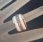 Load image into Gallery viewer, Blue Topaz Z Ceramic Ring Swivel 9k Gold 925 Silver sz 5 Hadar Designers (SN)La