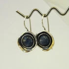 Load image into Gallery viewer, Blue Kyanite Earrings 9k Yellow Gold 925 Sterling Silver Hadar Designers () Last