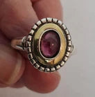 Load image into Gallery viewer, Garnet Ring 9k Yellow Gold 925 Silver sz 9 Handmade Hadar Designers () Last