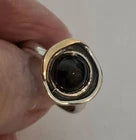 Load image into Gallery viewer, Garnet Ring 9k Yellow Gold 925 Silver sz 7.5, 8 Handmade Hadar Designers () Last
