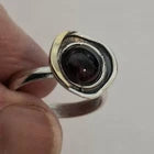 Load image into Gallery viewer, Garnet Ring 9k Yellow Gold 925 Silver sz 7.5, 8 Handmade Hadar Designers () Last
