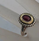 Load image into Gallery viewer, Garnet Ring 9k Yellow Gold 925 Silver sz 9 Handmade Hadar Designers () Last