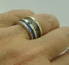 Load image into Gallery viewer, Blue Z Filigree Ring 9k Yellow Gold 925 Silver 6.5, 7 Handmade Hadar Designers ()Last
